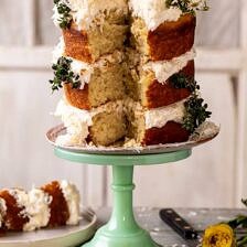 Lemon Coconut Naked Cake with Whipped Vanilla Buttercream | halfbakedharvest.com #coconutcake #springrecipes #easter #cake #layercake