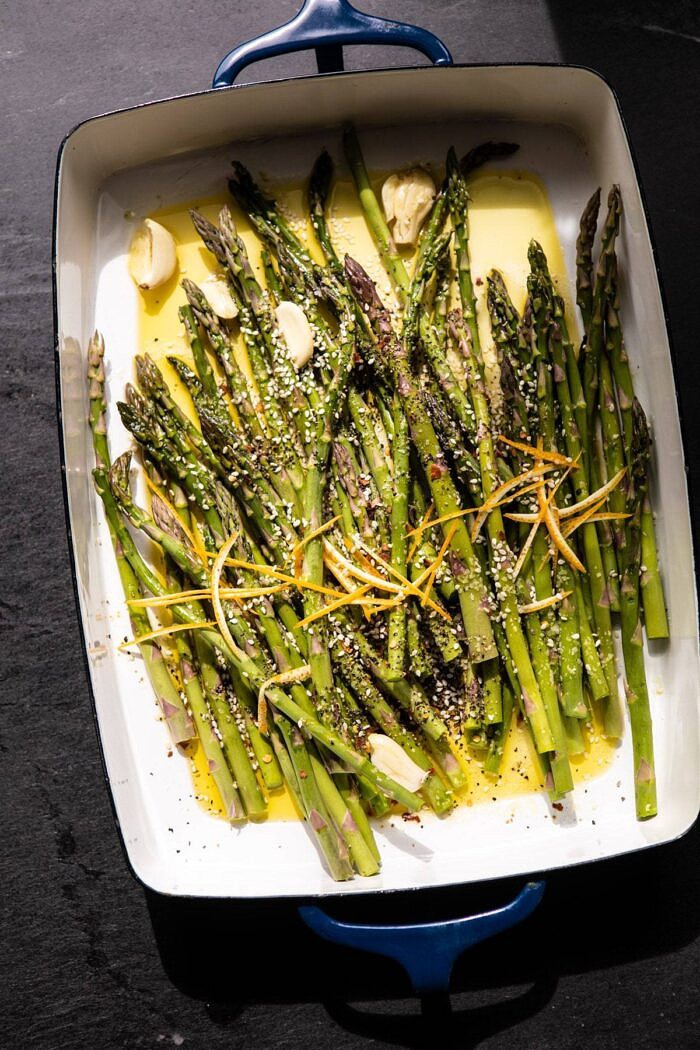 Sesame Roasted Asparagus before roasting 
