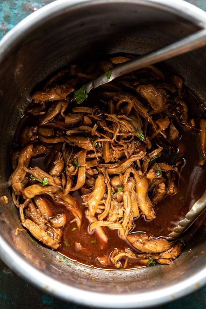 Instant Pot Korean Bulgogi BBQ chicken in instant pot bowl 