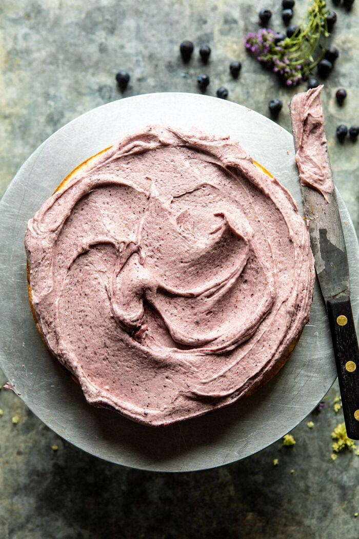 1st cake layer with buttercream