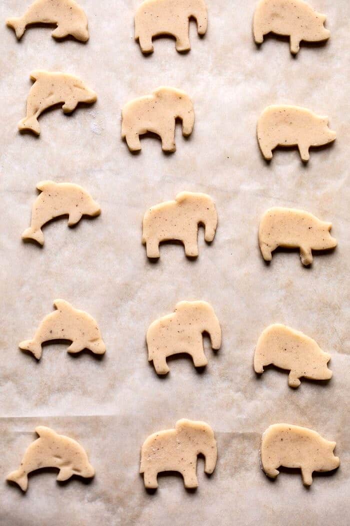 Homemade Animal Cracker on baking sheet before baking
