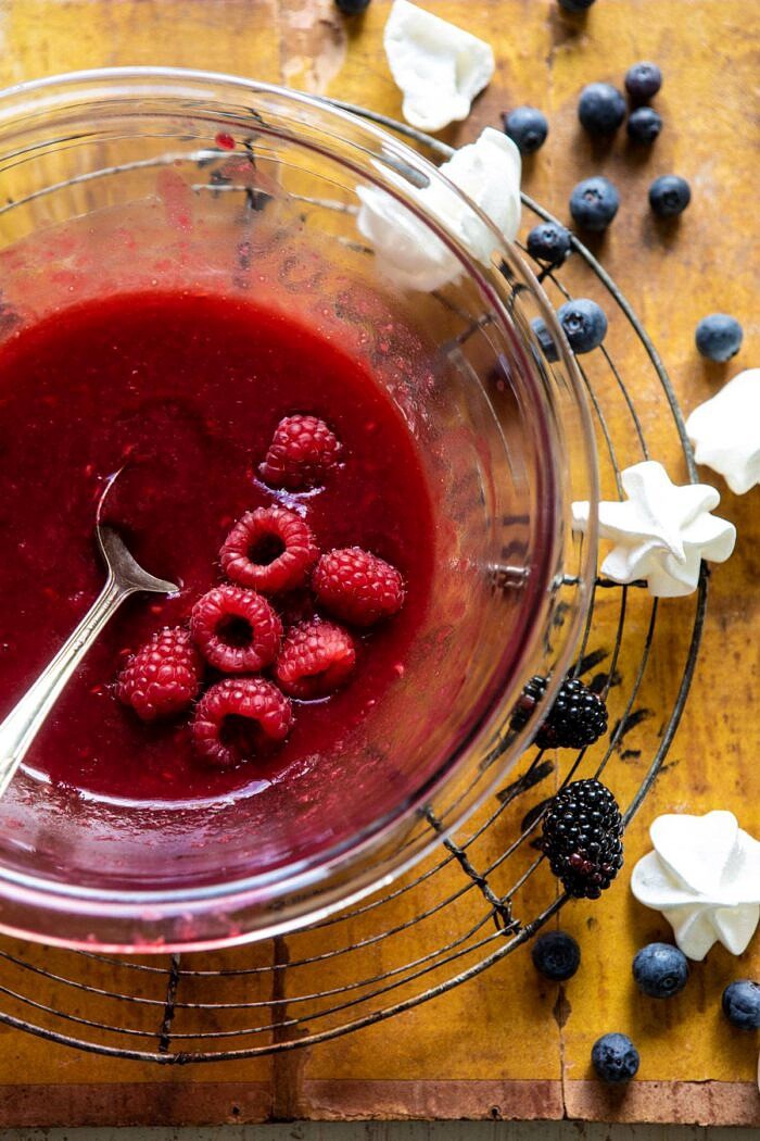 raspberry sauce in bowl