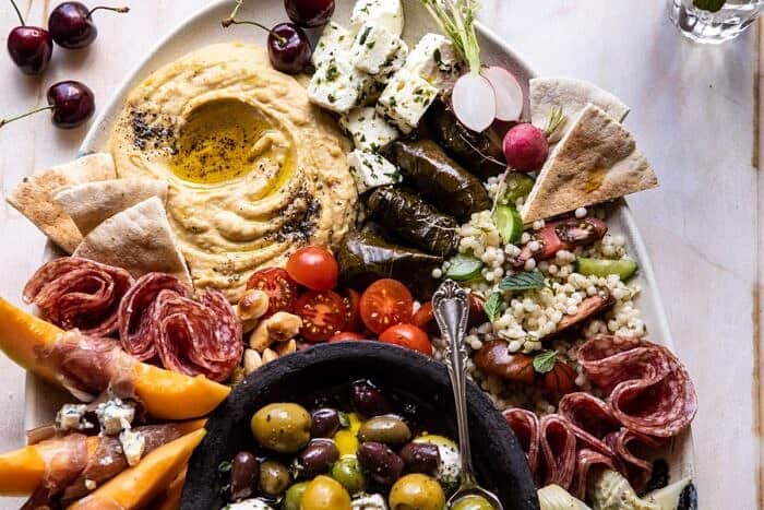 horizontal close up photo of No Fuss Farmers Market Mezze Platter 