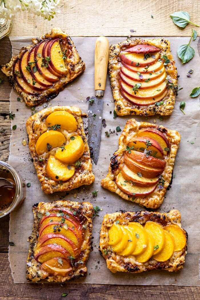 overhead photo of Peach Thyme Tarts