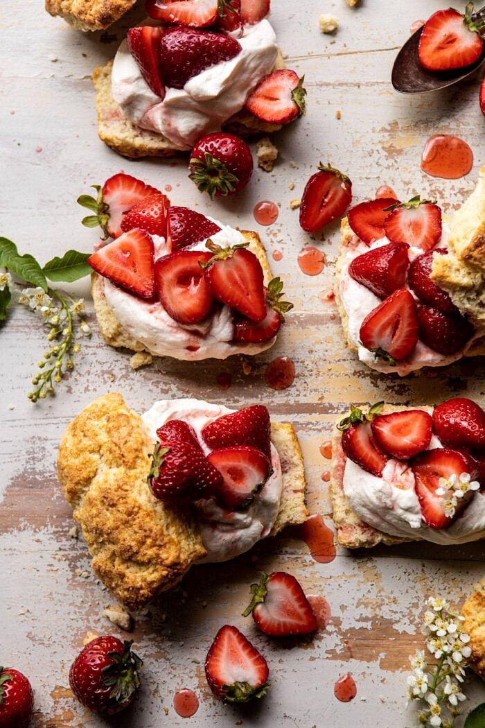 overhead close up photo of The Best Strawberry Shortcakes