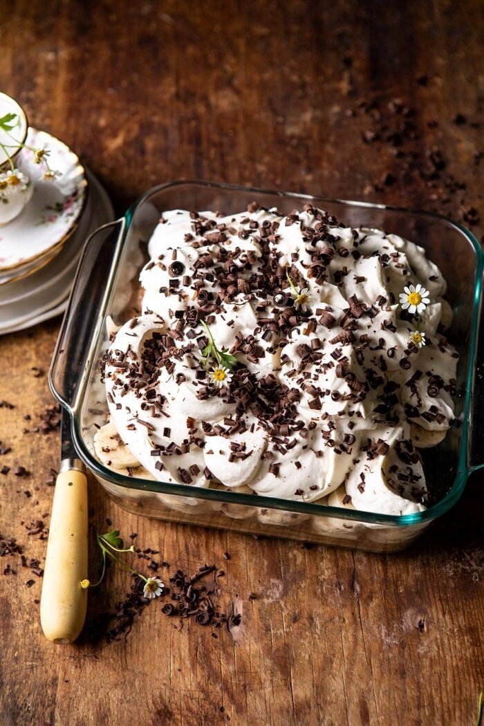 overhead photo of Healthier Banoffee Pie 