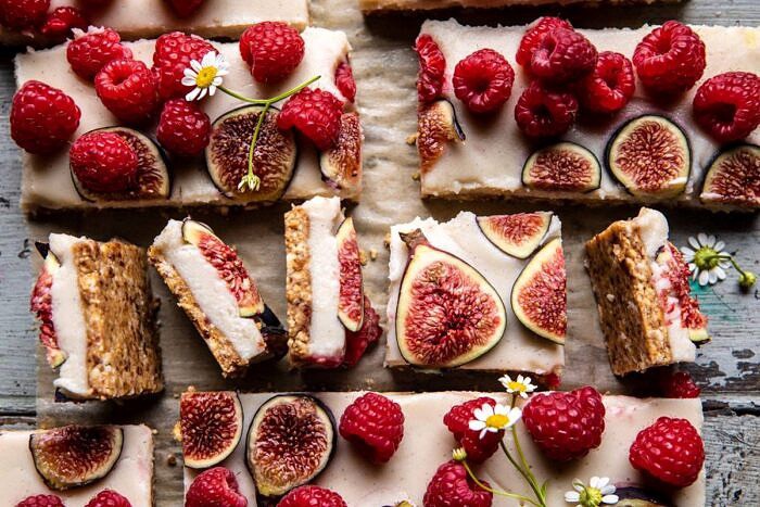 horizontal photo of No Fuss Healthy Coconut Tart cut into bars