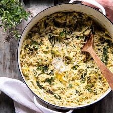 Souper Creamy Lemon Butter Cheesy Zucchini Orzo | halfbakedharvest.com #orzo #easyrecipes #zucchini