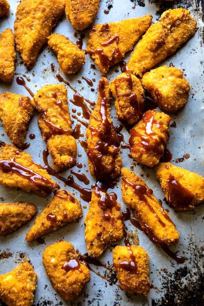 overhead photo of Baked Boneless Chicken Wings before adding sauce