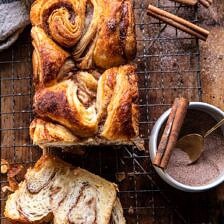 Easy Swirled Cinnamon Sugar Croissant Loaf | halfbakedharvest.com #cinnamon #fall #bread #croissants