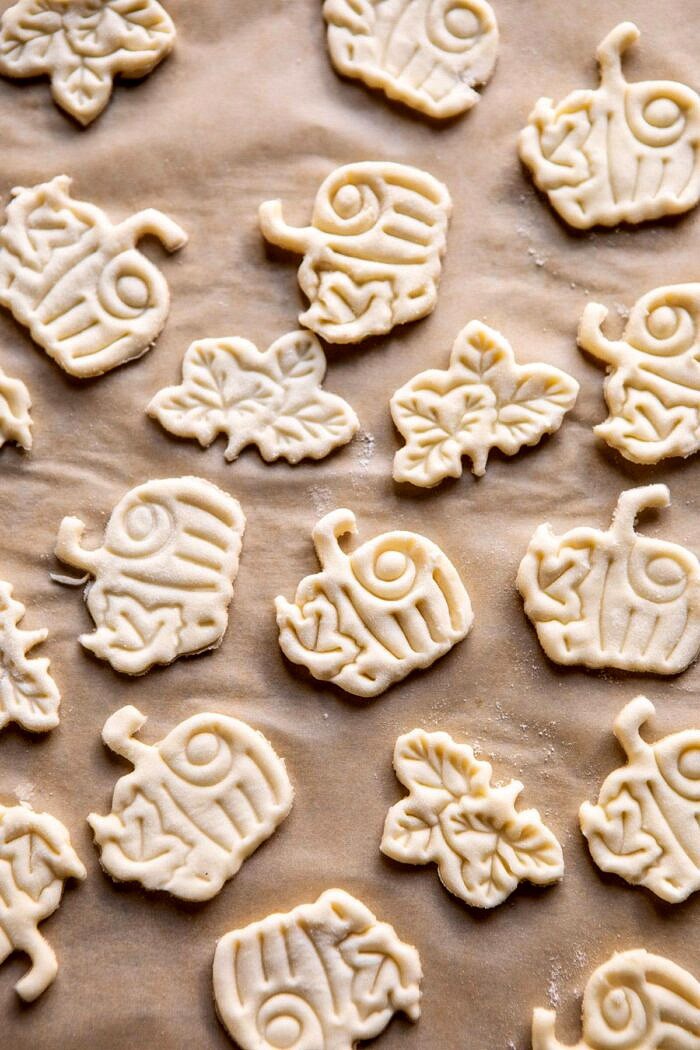 overhead photo of pie crust cookies before baking 