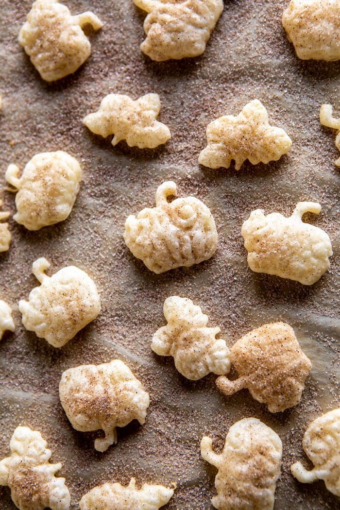 overhead photo of pie crust cookies after baking 