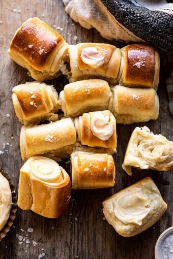 Salted Honey Butter Parker House Rolls | halfbakedharvest.com #rolls #thanksgiving #holidayrecipe