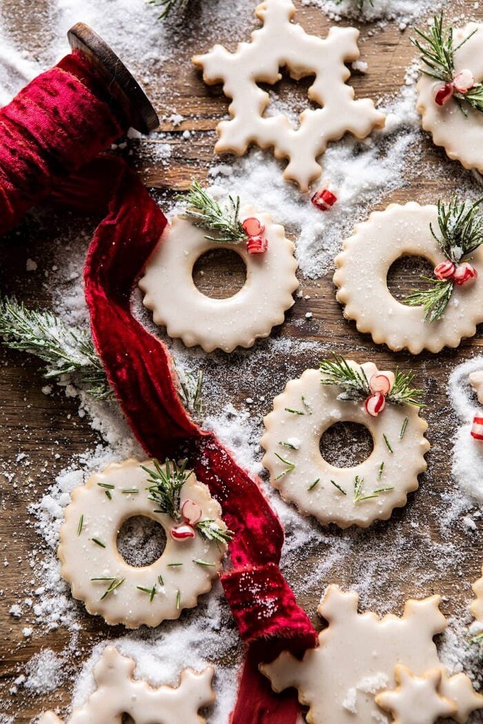 overhead photo of Vanilla Wreath Cookies 