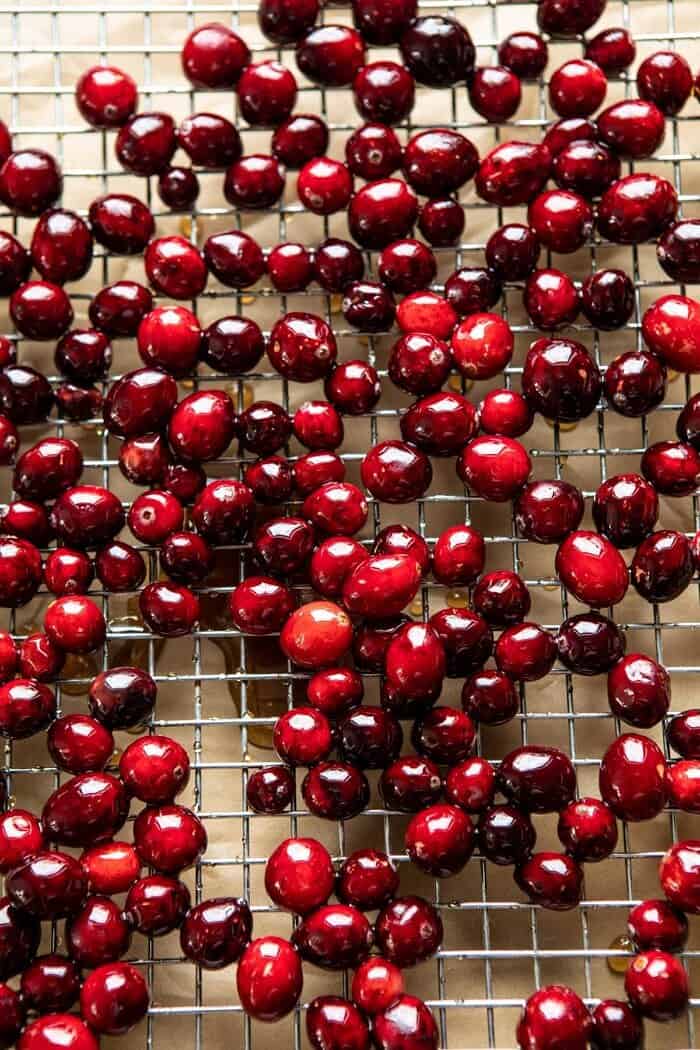 overhead photo of raw cranberries 