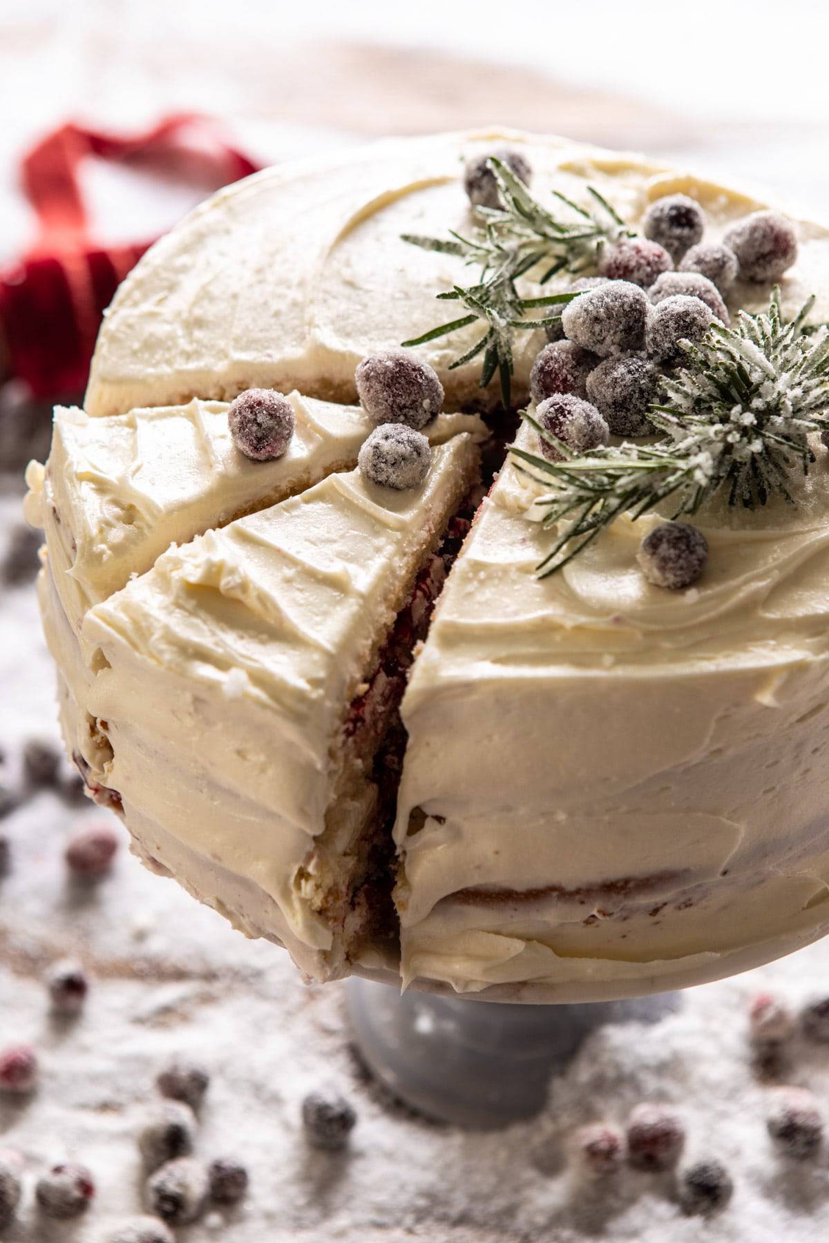 White Christmas Cranberry Layer Cake | halfbakedharvest.com #layercake #christmas