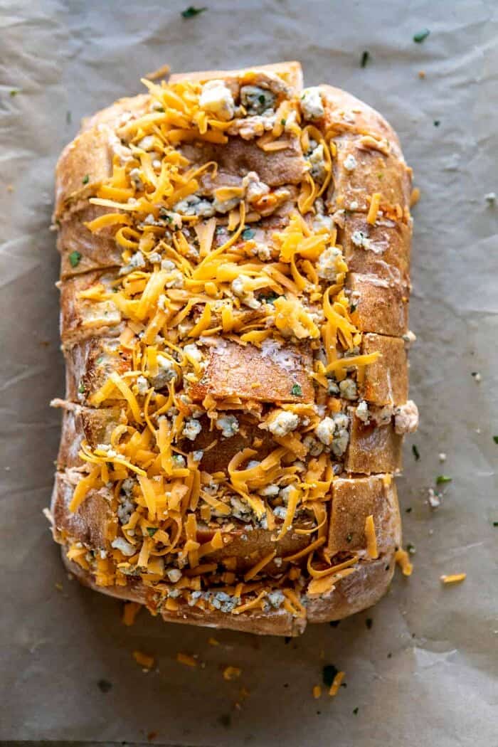 Buffalo Ranch Chicken Pull Apart Bread before baking