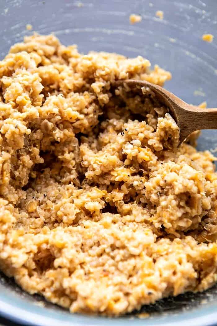 quinoa burger mixer before forming the burgers