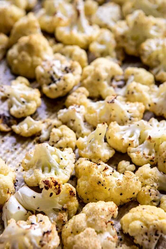 cauliflower on baking sheet