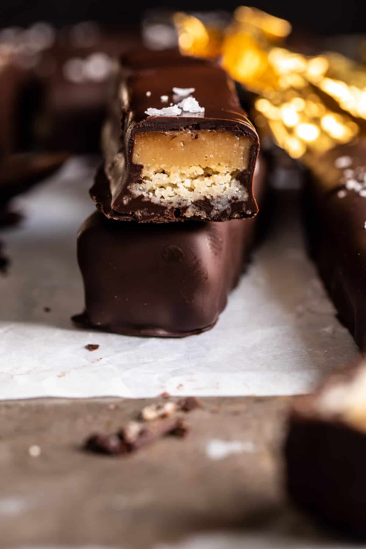 Homemade Vegan Twix Bars | halfbakedharvest.com #vegan #chocolatebar