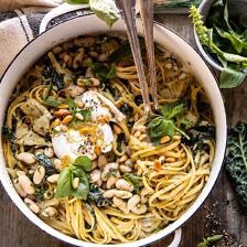 One Pot Creamy Tuscan Pesto and Artichoke Pasta | halfbakedharvest.com #onepot #pasta