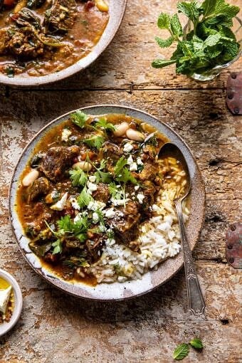 Persian Herb and Beef Stew | halfbakedharvest.com #beefstew #whitebeans #healthy