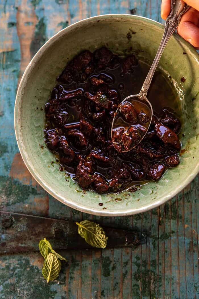 sun-dried tomato vinaigrette in bowl 