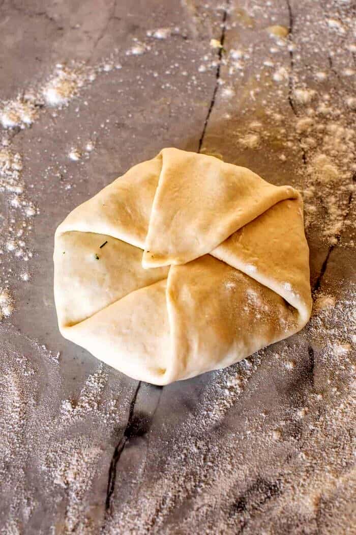 prep photo of Cheesy Herb Stuffed Naan before baking