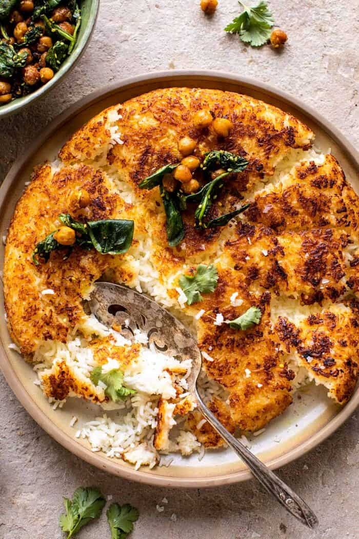 Crispy Persian Rice (Tahdig) with Spiced Golden Chickpeas | halfbakedharvest.com