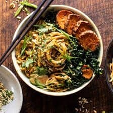Saucy Tahini Noodles with Honey'd Sweet Potatoes | halfbakedharvest.com