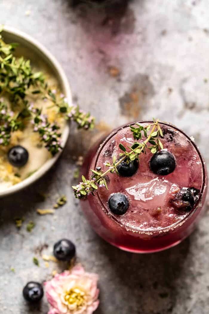 overhead photo of Blueberry Lemon Thyme Smash