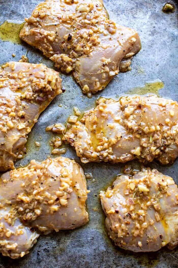 prep photo of Lemon Rosemary Dijon Chicken marinating