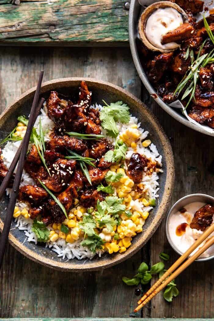 25 Minute Korean Bulgogi BBQ Chicken with Spicy Garlic Butter Corn | halfbakedharvest.com