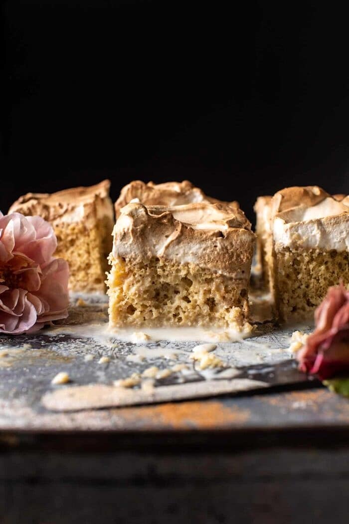side angled photo of Dirty Horchata Tres Leches Cake square