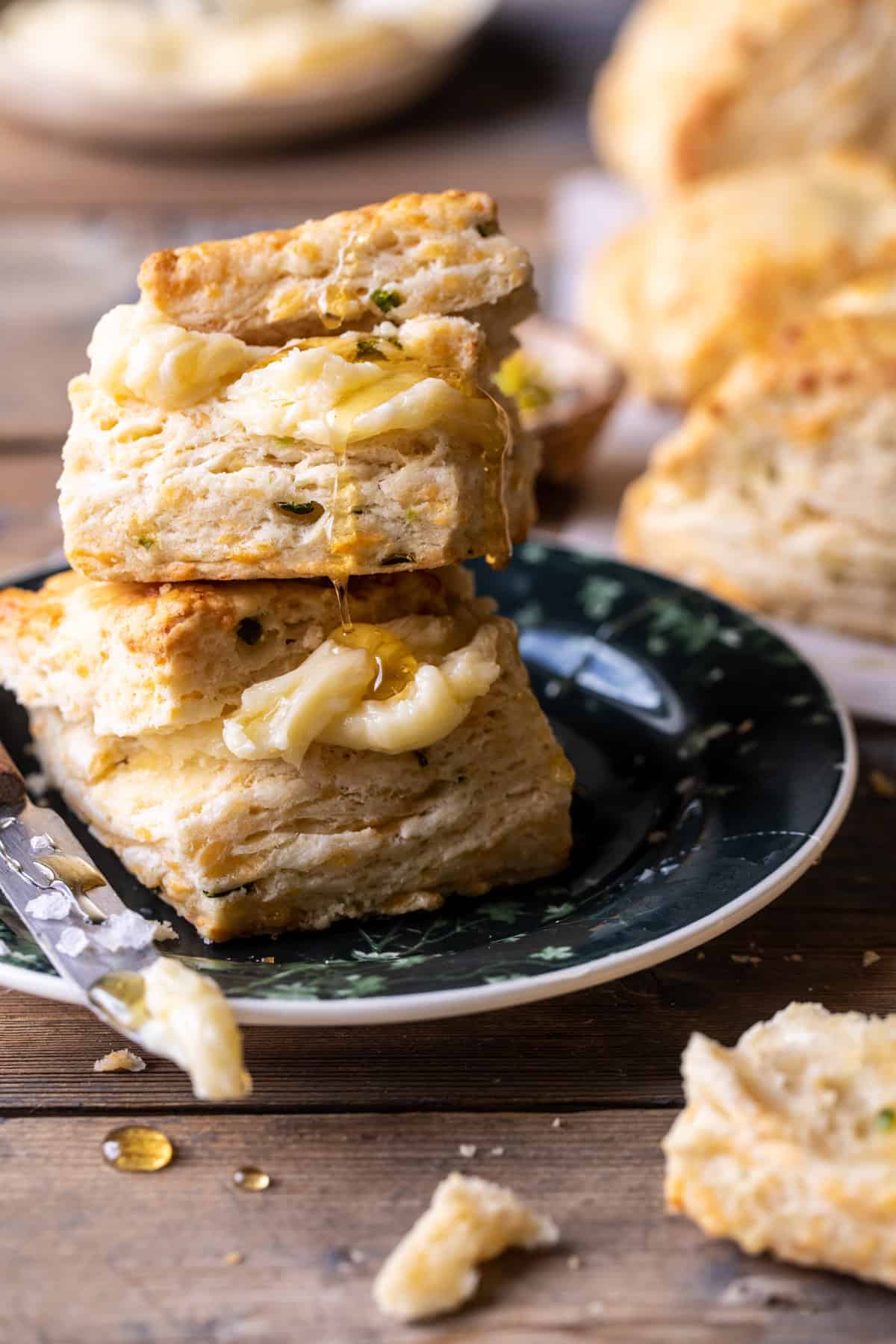 Layered Cheddar Biscuits with Salted Honey Butter | halfbakedharvest.com