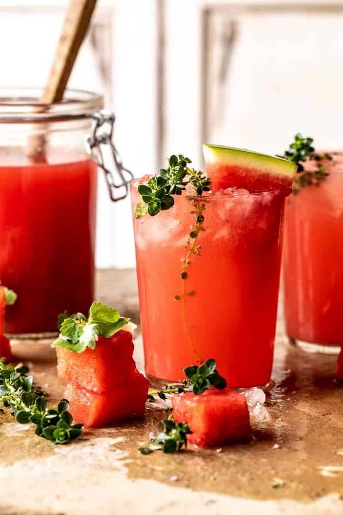 side angled photo of Lemon-Thyme Vodka Watermelon Lemonade