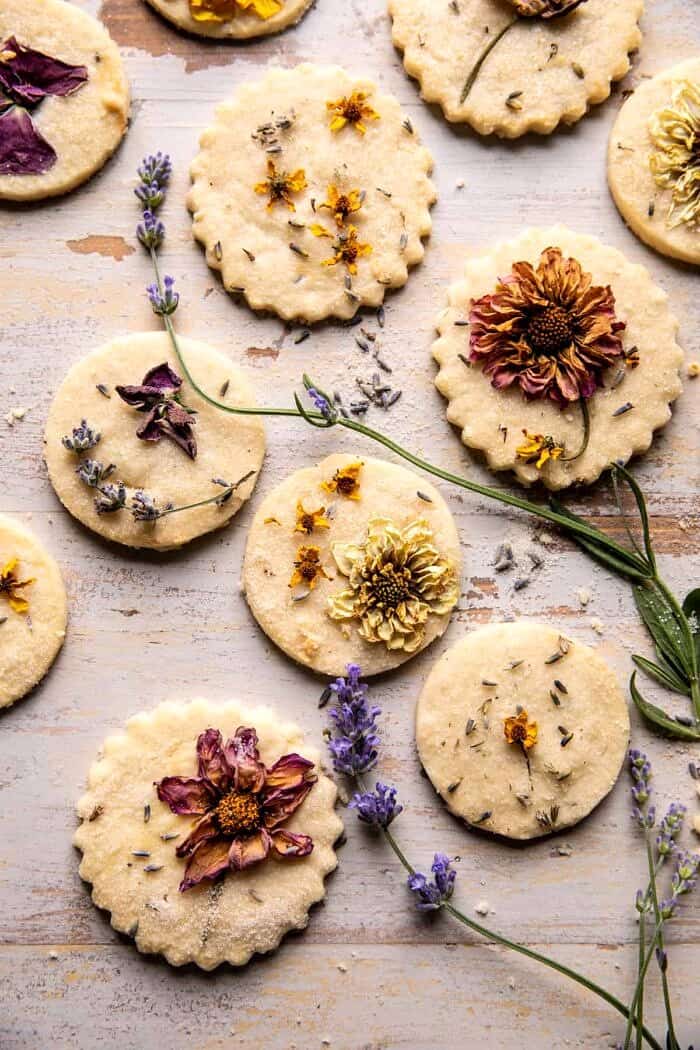 overhead photo of Lavender Lemon Sugar Cookies