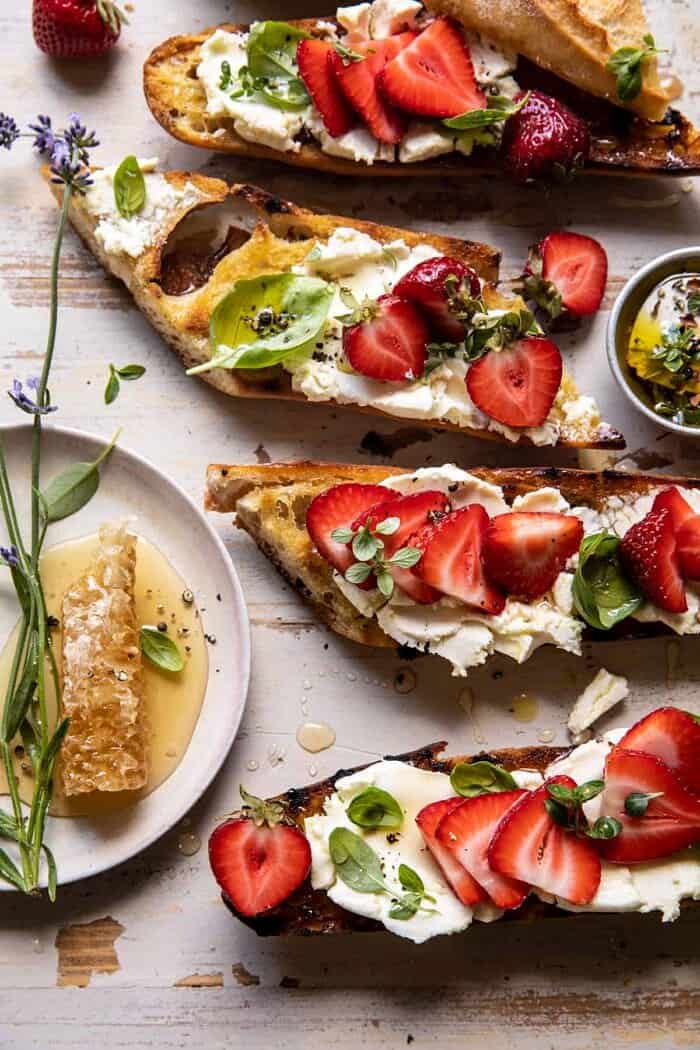Marinated Goat Cheese Strawberry Crostini | halfbakedharvest.com