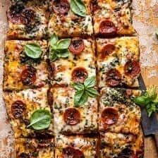 Easy Sheet Pan Tomato Herb Pizza | halfbakedharvest.com