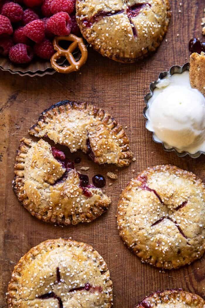 Jammy Raspberry Cream Pretzel Hand Pies | halfbakedharvest.com