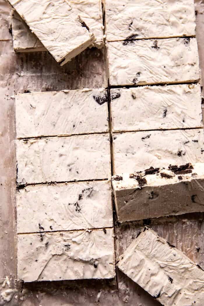 overhead photo of Malted Milk Cookies n’ Cream Ice Cream after freezing