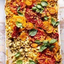 One Pot 4 Cheese Caprese Mac and Cheese | halfbakedharvest.com