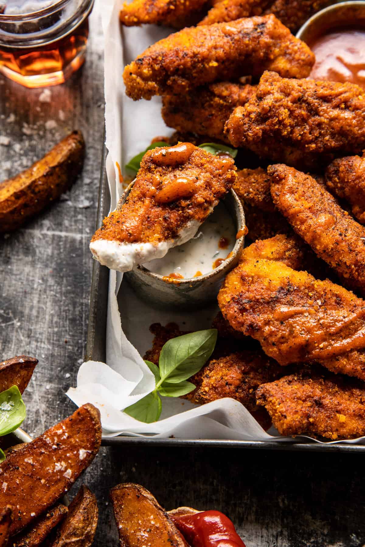 Black Pepper Rub Chicken Fingers with Greek Yogurt Ranch | halfbakedharvest.com