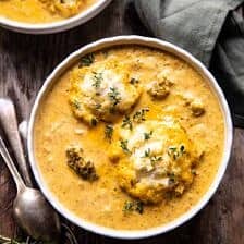 One Pot Broccoli Cheddar and Dumplings | halfbakedharvest.com