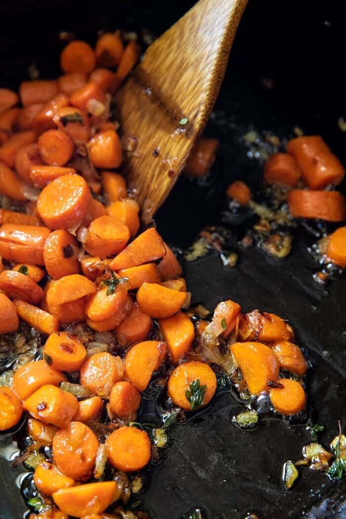 prep photo of carrots cooking