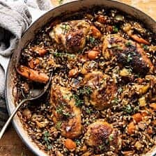 One Pot Lemon Rosemary Dijon Chicken and Butter Toasted Rice Pilaf | halfbakedharvest.com