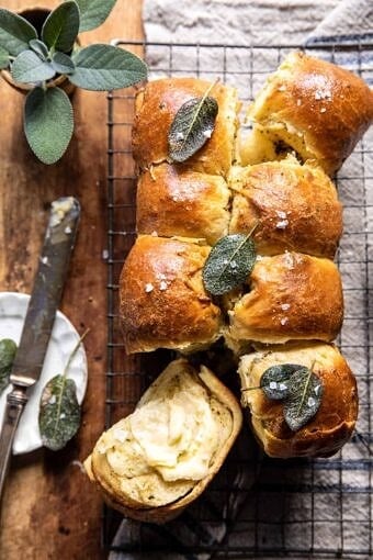 Pull Apart Parmesan Sage Butter Brioche Rolls | halfbakedharvest.com
