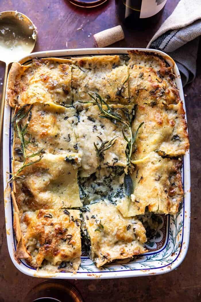 4 Cheese Sage Pesto Florentine Lasagna | halfbakedharvest.com