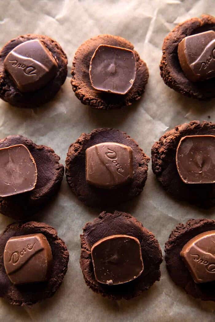 prep photo of Caramel Stuffed Brownie Cookie before baking