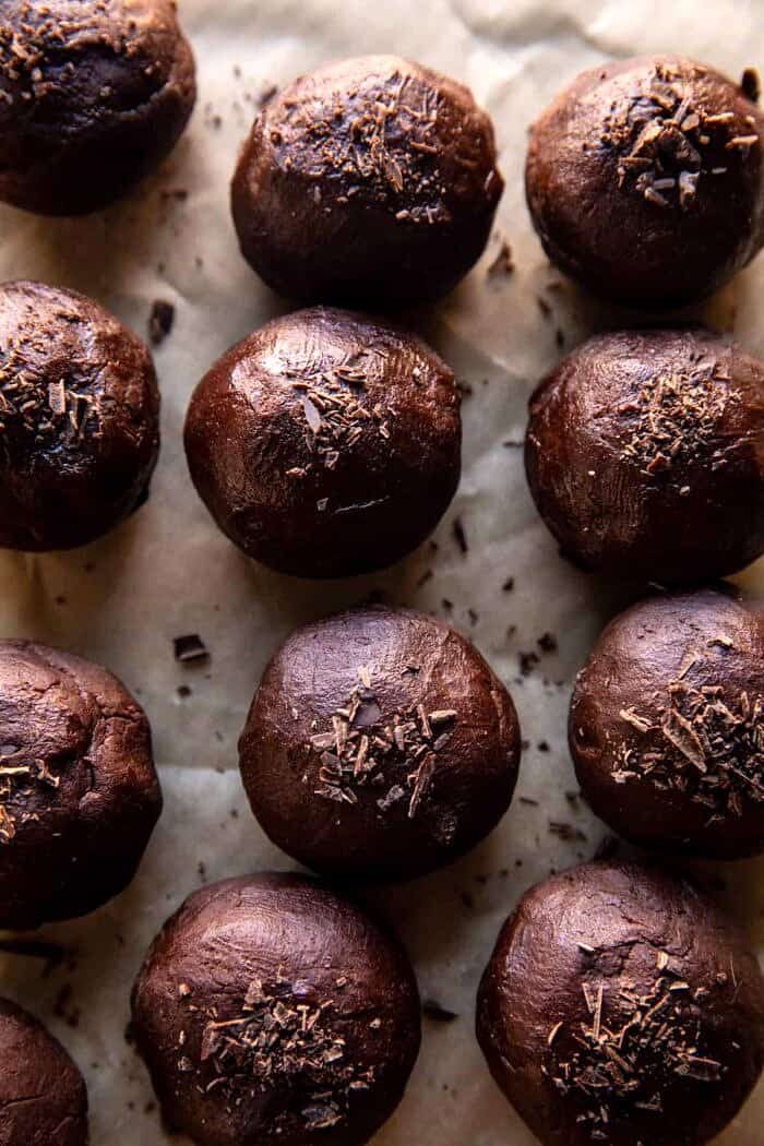 prep photo of Caramel Stuffed Brownie Cookies before baking